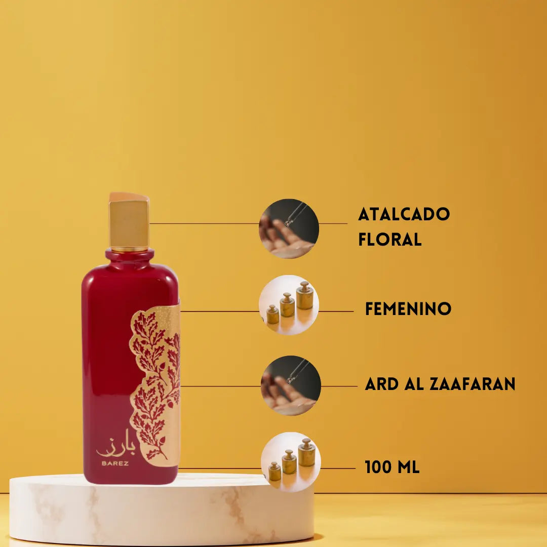 Barez Eau de Parfum por Ard Al Zaafaran | Perfume Árabe Femenino | Floral y Sensual – EDP Lattafa
