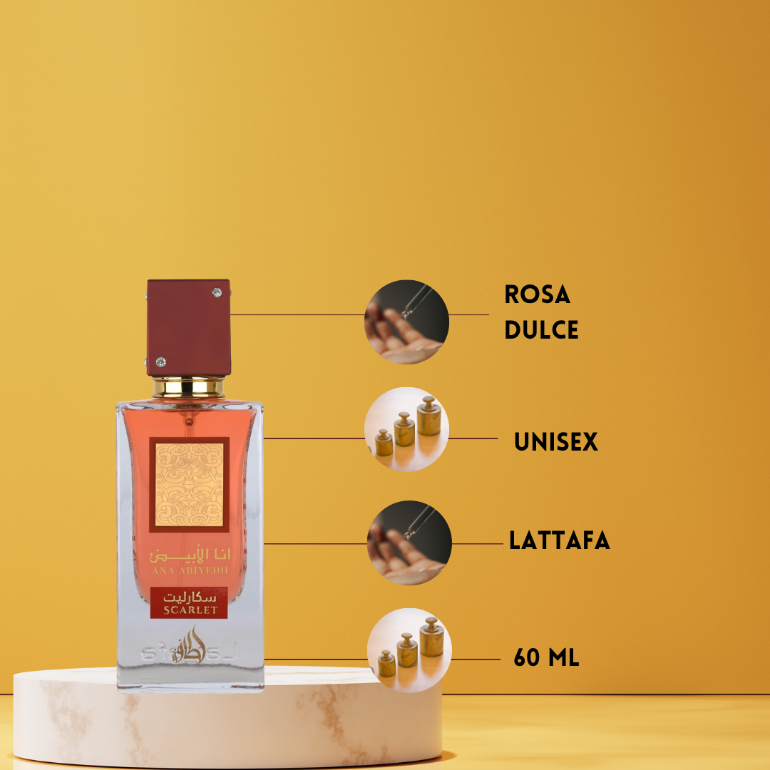 Lattafa Ana Abiyedh Scarlet – Eau de Parfum Mulher 60ml Floral & Gourmand