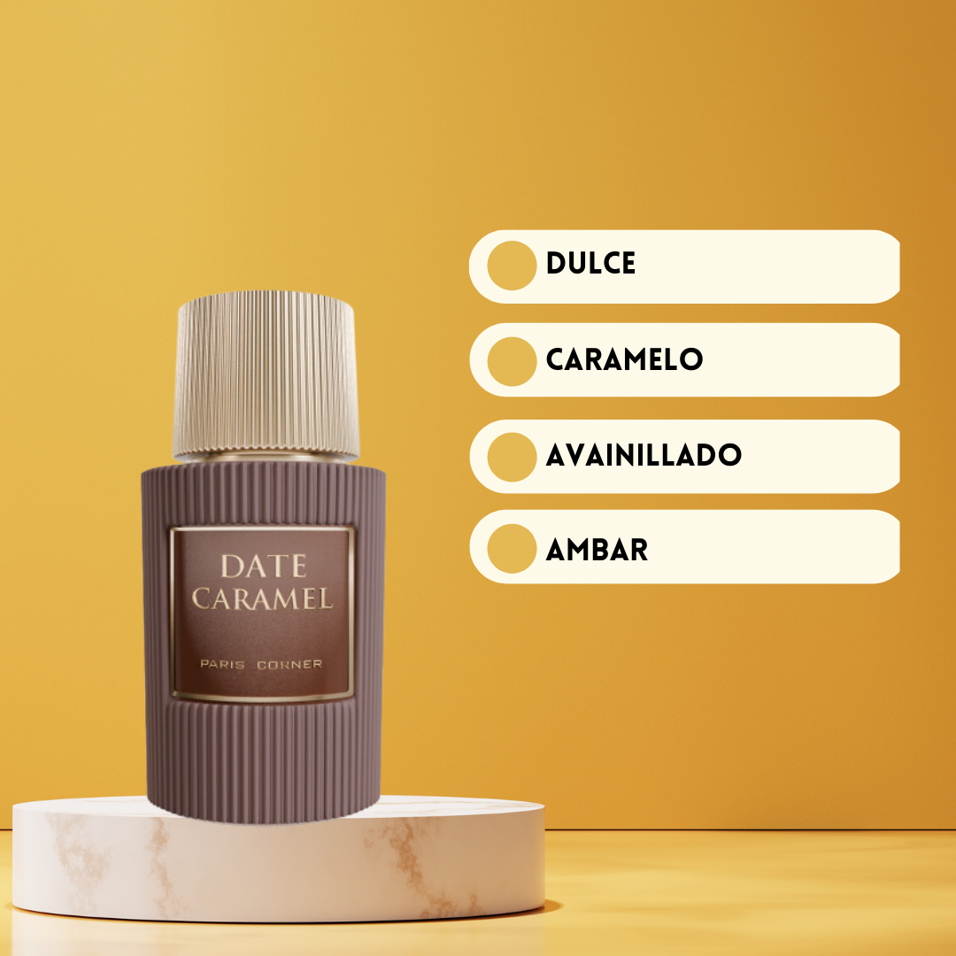 📌 Date Caramel | Paris Corner | Perfume Árabe Unisex | Gourmand, Dulce, Oriental - Eau de Parfum