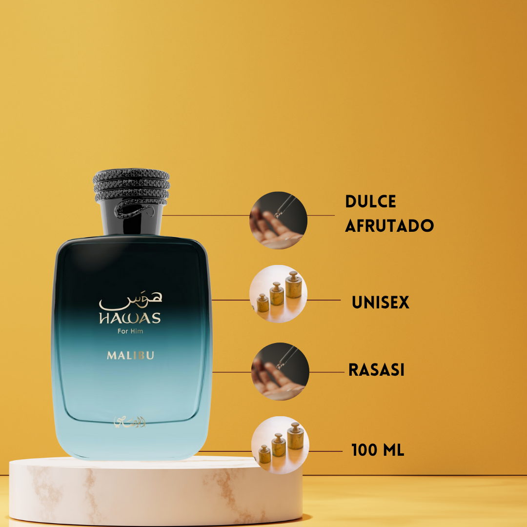 Rasasi Hawas Malibu – Eau de Parfum Unisex - Aromático & Tropical