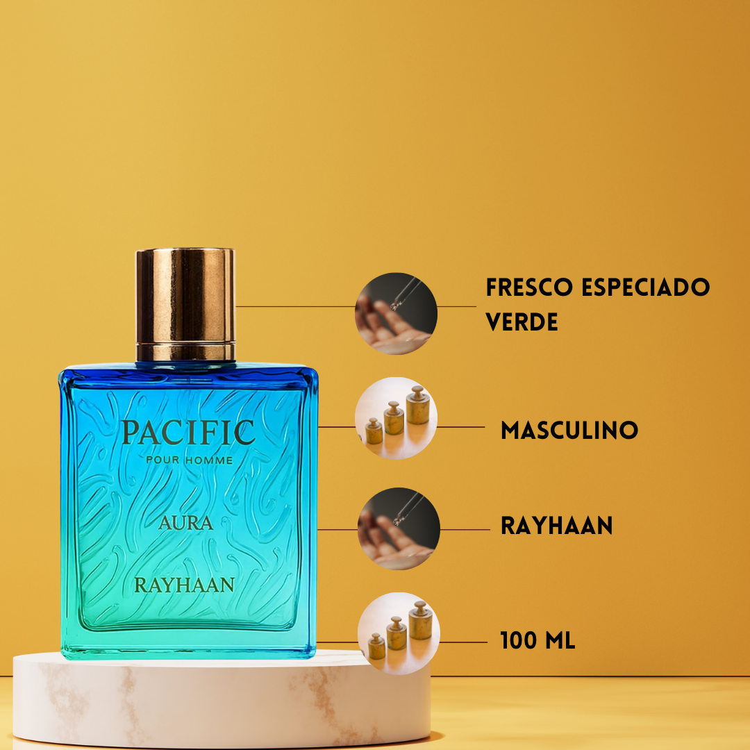 Rayhaan Pacific Aura – Eau de Parfum Hombre - Fresco & Marino